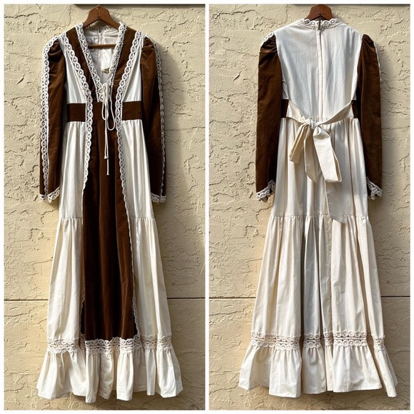 🍂 1970s Vintage Gunne Sax by Jessica Autumnal Maiden maxi dress - Picture 2 of 4